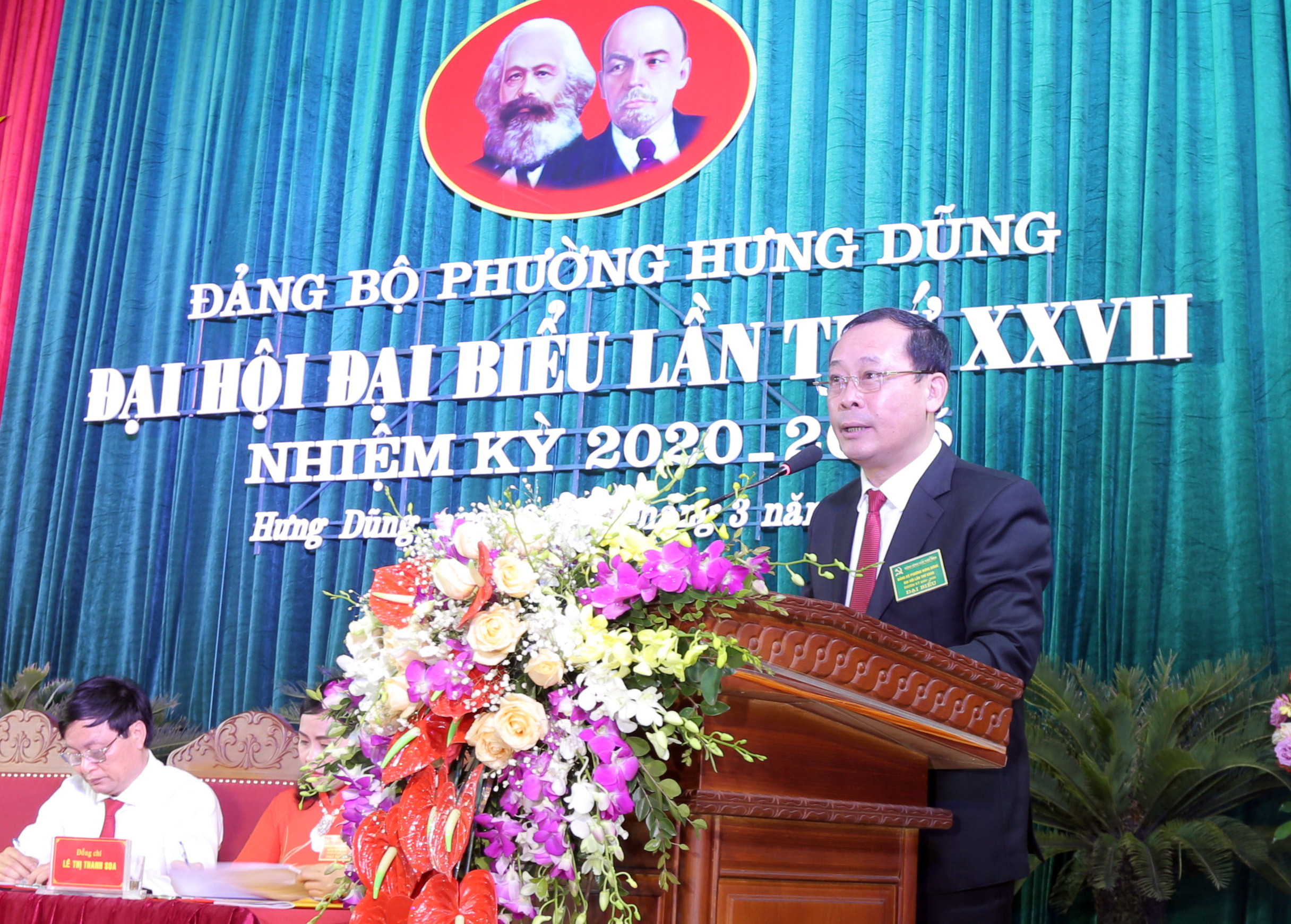 Bí thư Thành ủy Vinh Phan Đức đồng phát biểu chỉ đạo tại đại hội. Ảnh Việt Phương