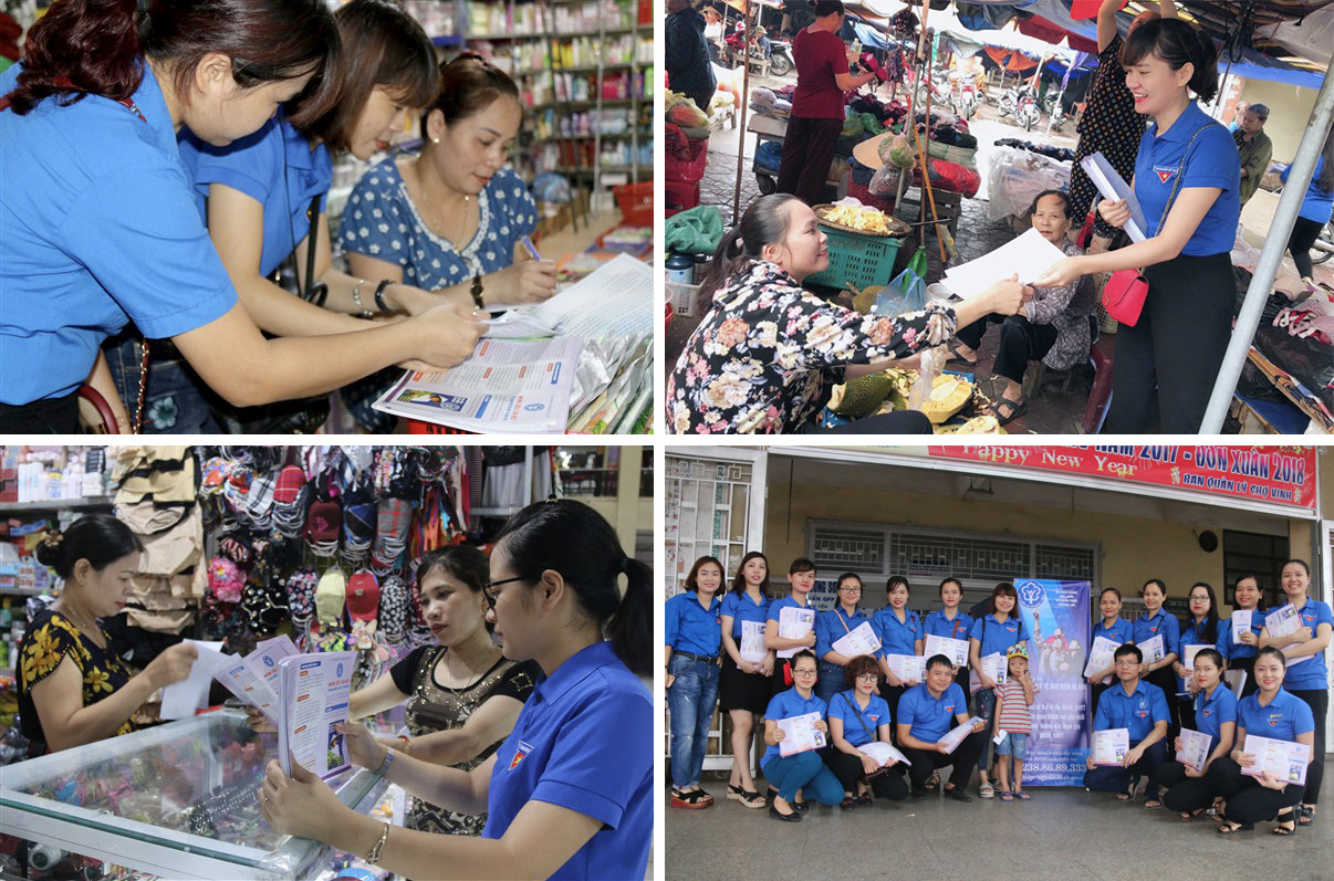 Tuyên truyền tư vấn trực tiếp chính sách BHXH, BHYT cho tiểu thương ở các khu chợ trên địa bàn thành phố: Ảnh Phan Liên