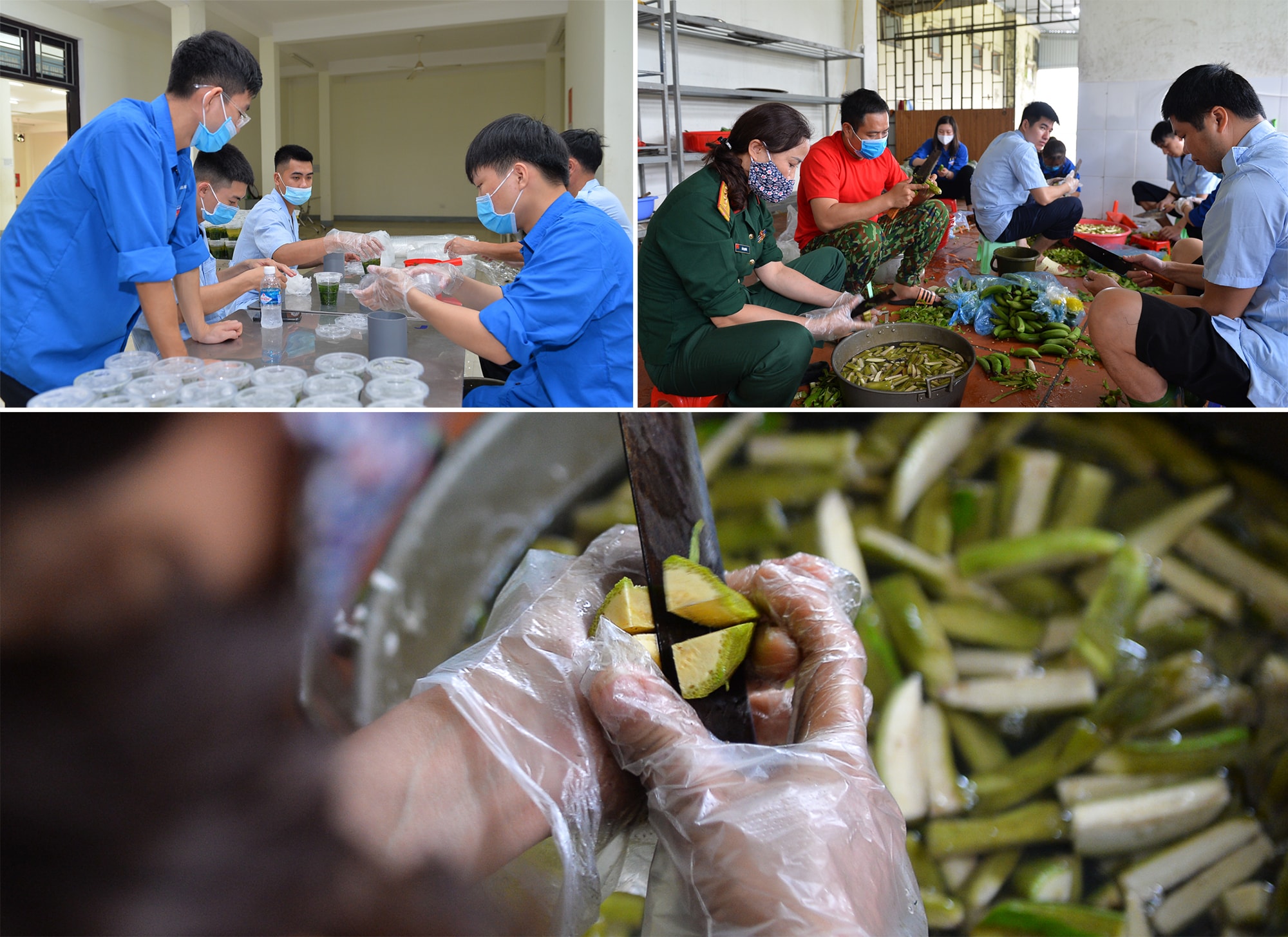 7.Nhà bếp với sự hỗ trợ của lực lượng thanh niên tình nguyện đã, đang và luôn đảm bảo bữa ăn ngon lành, dinh dưỡng cho các công dân.