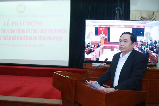 Chủ tịch UBTW MTTQ Việt Nam Trần Thanh Mẫn phát biểu tại Lễ phát động thực hiện thư của