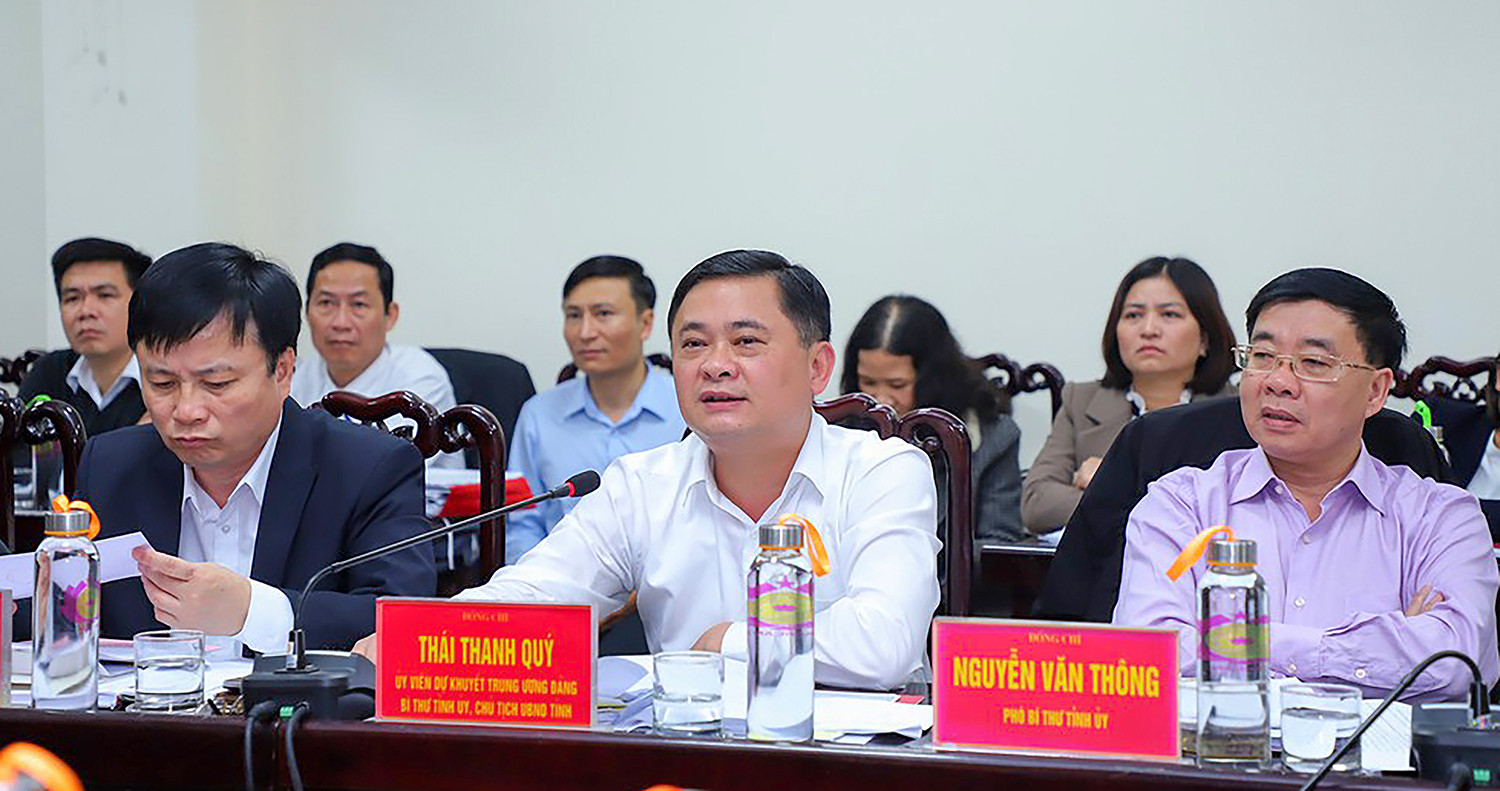 Đồng chí Thái Thanh Quý - Ủy viên dự khuyết Trung ương Đảng, Bí thư Tỉnh ủy phát biểu kết luận tại phiên họp với công dân định kỳ tháng 3/2020 của UBND tỉnh. Ảnh: Thành Duy