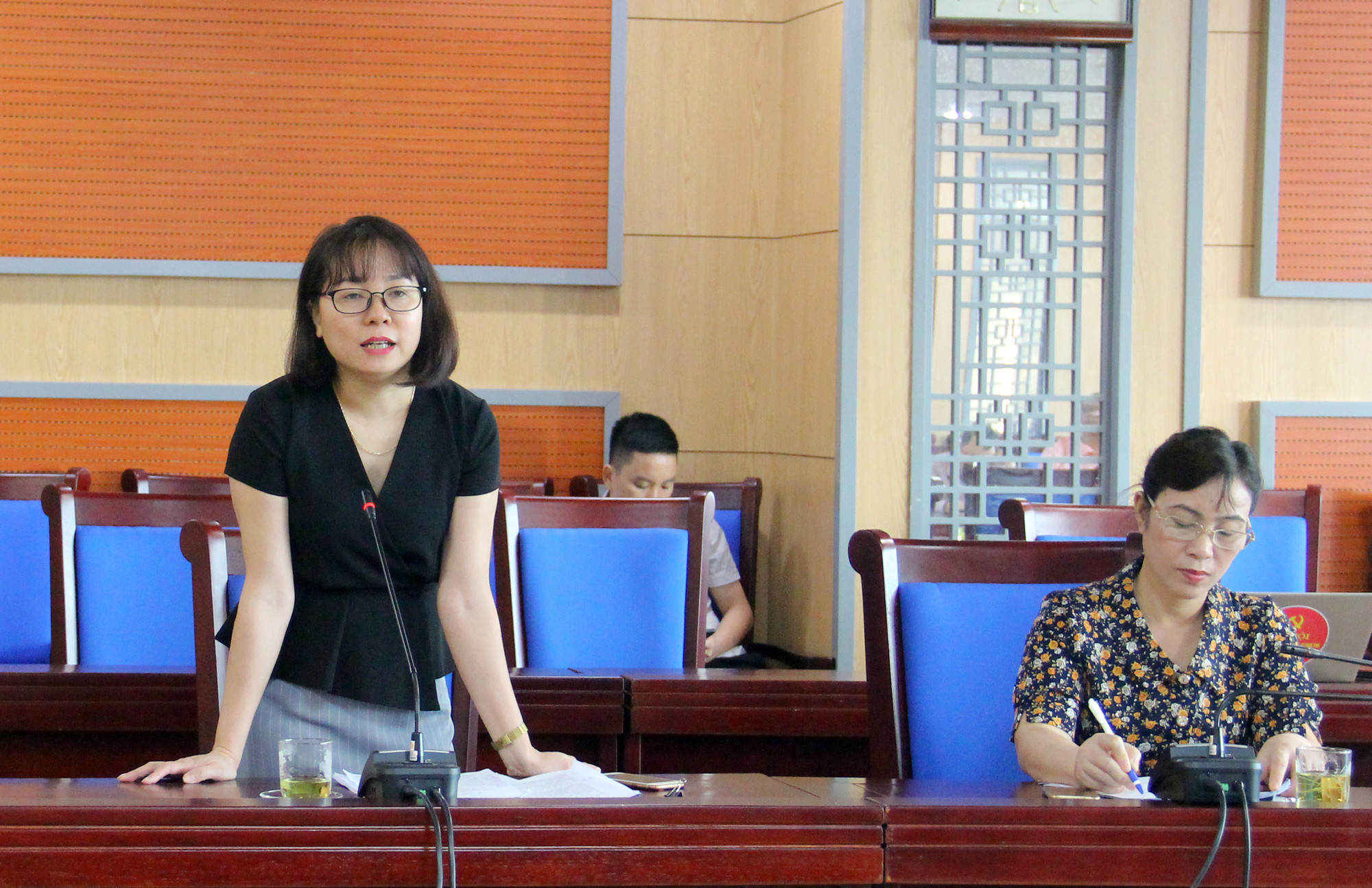 Đại diện lãnh đạo Sở Tư pháp đóng góp ý kiến xây dựng dự thảo luật tại hội nghị. Ảnh: Thanh Quỳnh