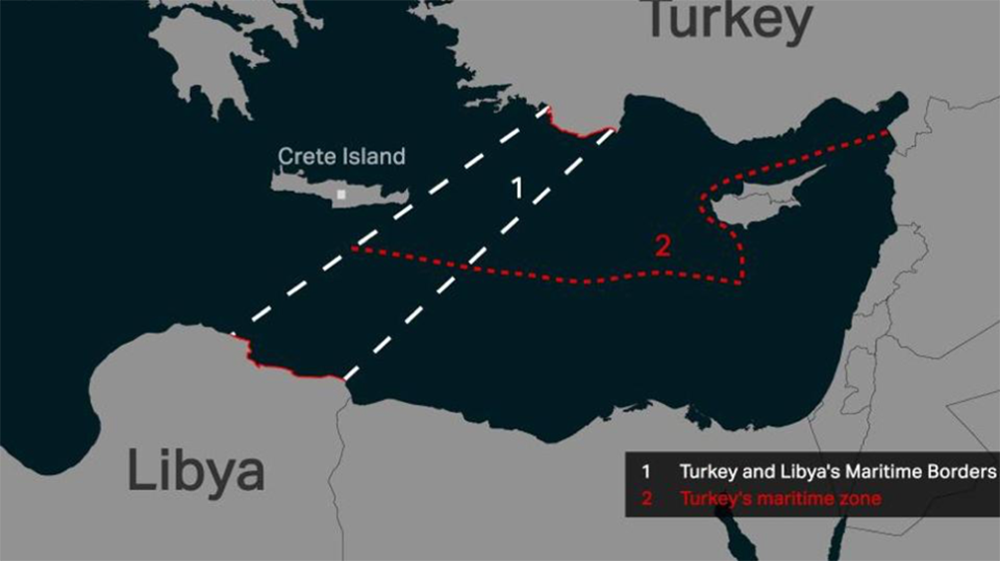 Khu vực biển mà Lybia và Thổ Nhĩ Kỳ cùng bảo vệ theo thỏa thuận ký kết tháng 11/2019. Ảnh: Forbes