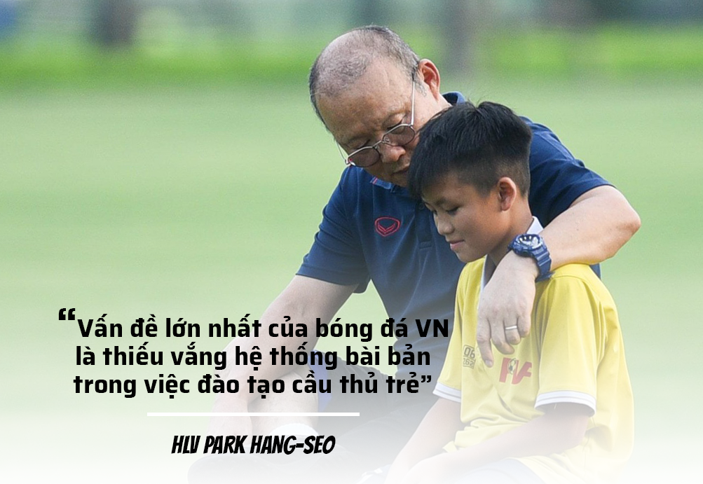 Đào tạo trẻ tại Việt Nam không đồng bộ khiến HLV Park Hang-seo gặp rất nhiều khó khăn trong việc xây dựng lối chơi cho ĐTQG. Đồ họa: TK