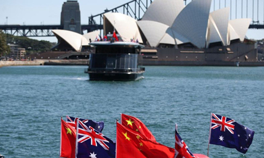 Quốc kỳ Trung Quốc và Australia tại một sự kiện ở Sydney hồi năm 2019. 