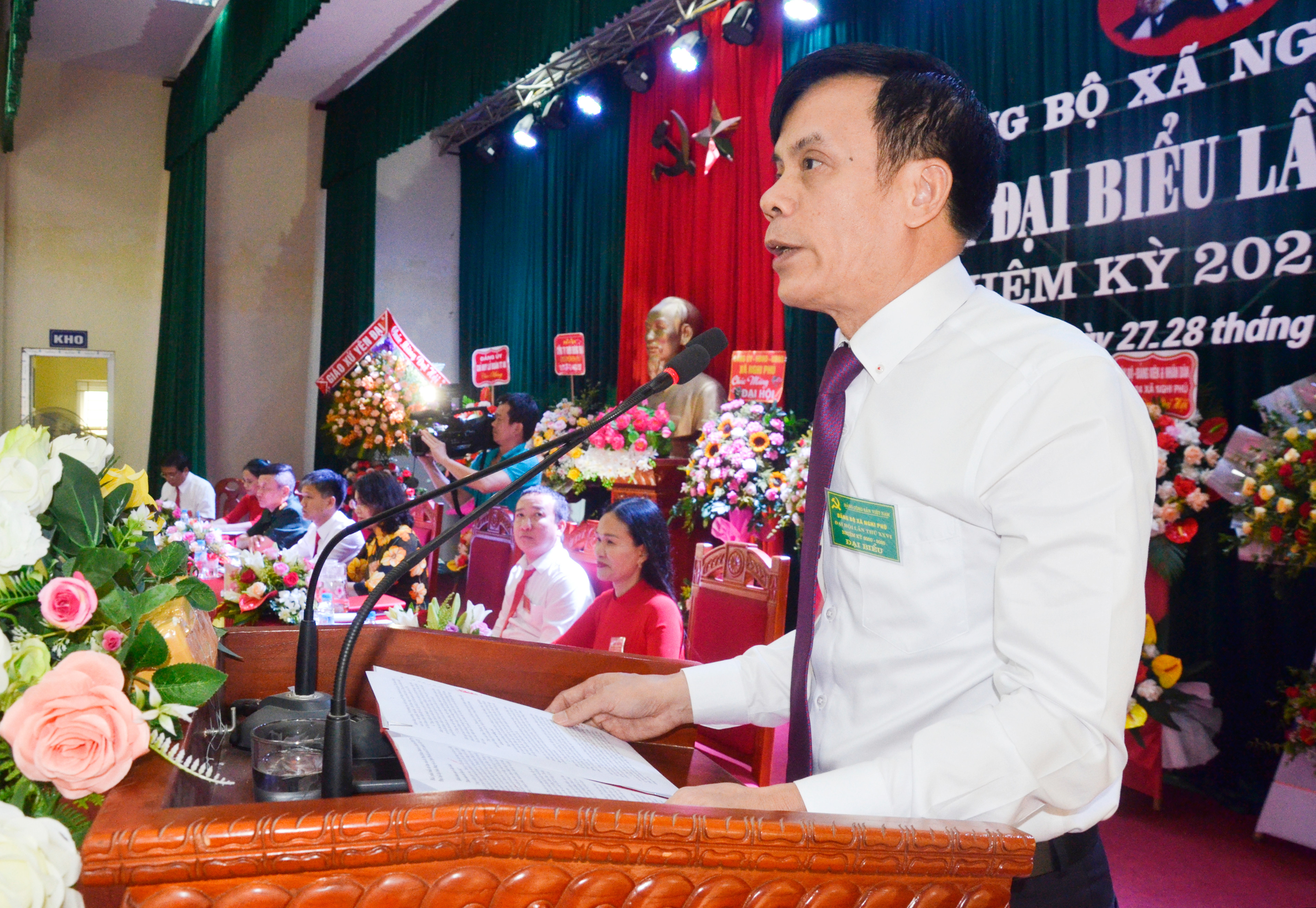 Chủ tịch UBND thành phố Vinh Trần Ngọc Tú phát biểu chỉ đạo tại đại hội. Ảnh: Lê Thanh