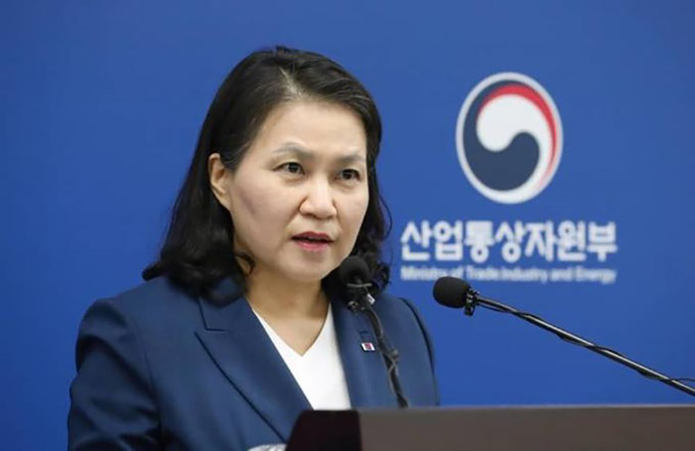 Bộ trưởng Thương mại Hàn Quốc Yoo Myung-hee chính thức tuyên bố ra tranh cử chức Tổng Giám đốc WTO. Ảnh: Yonhap/Kyodo