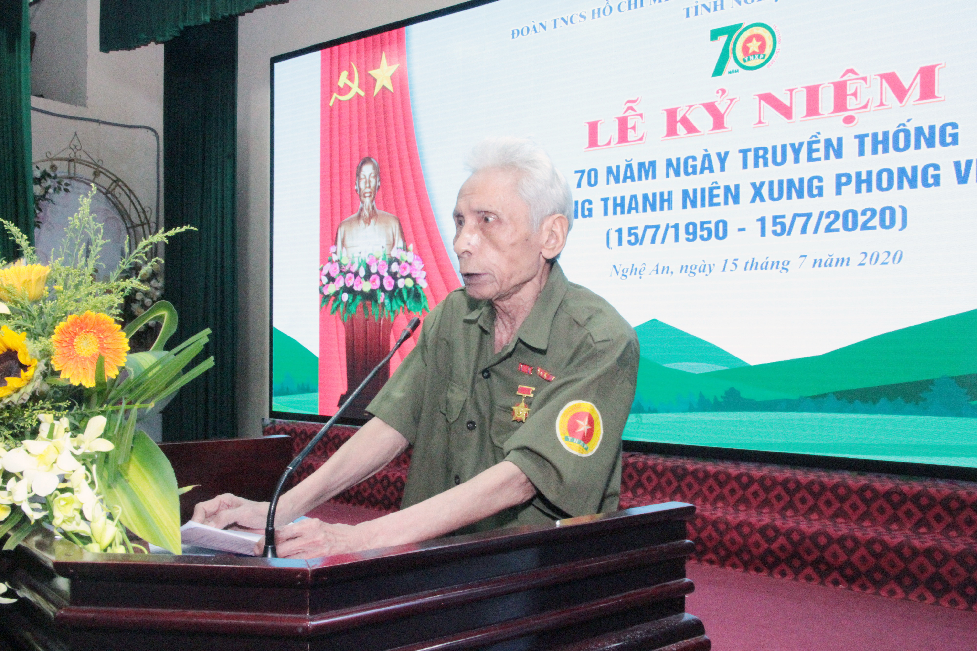 Chủ tịch Hội Cựu chiến binh Mai Ất phát biểu tại chương trình. Ảnh: Thanh Quỳnh