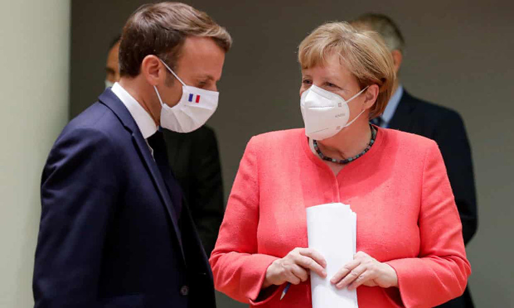 Tổng thống Pháp Emmanuel Macron và Thủ tướng Đức Angela Merkel tại hội nghị thượng đỉnh. Ảnh: Reuters