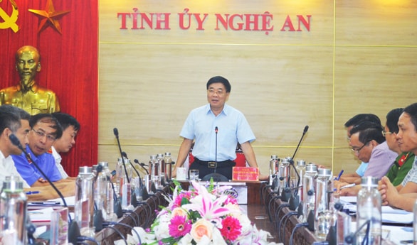 Đồng chí Nguyễn Văn Thông - Phó Bí thư Tỉnh ủy kết luận tại Hội nghị giao ban Khối Nội chính tháng 7. Ảnh: Nhật Lân