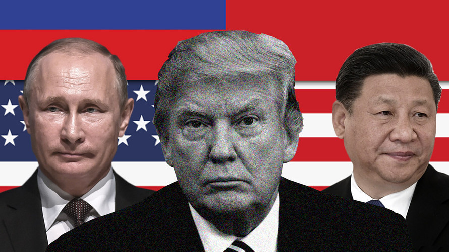 Trục tam giác Mỹ, Nga, và Trung Quốc được xem là thách thức lớn đối với chính quyền Mỹ. Ảnh: CNN