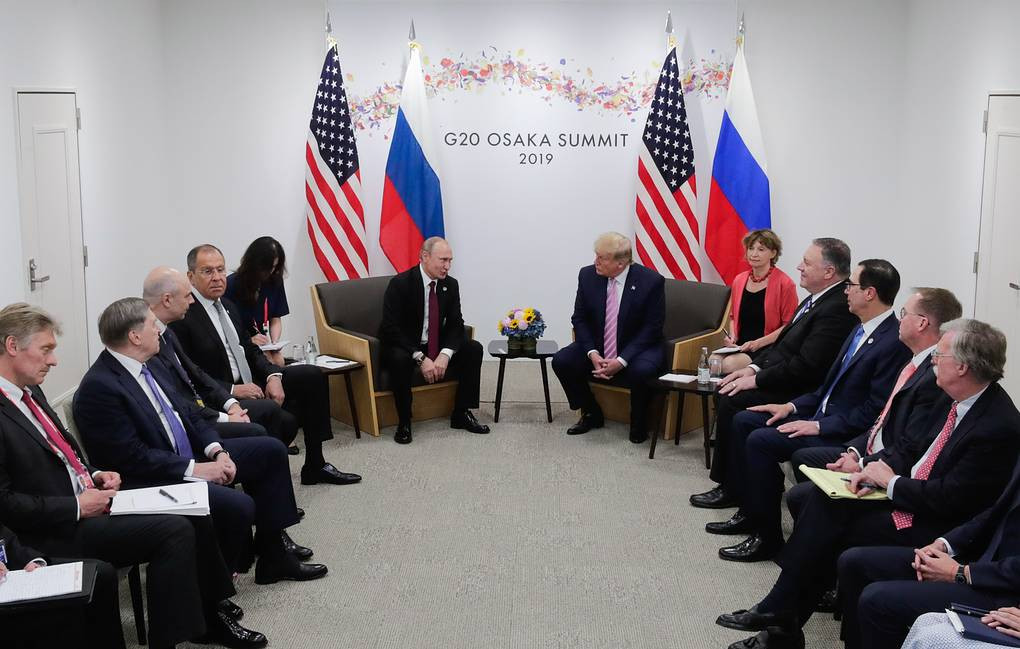 Hai nhà lãnh đạo Putin và Trump có cuộc hội đàm 80 phút bên lề Hội nghị G20 tại Osaka, Nhật Bản hồi tháng 6/2019. Ảnh: TASS