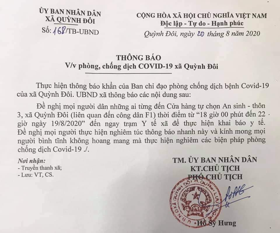 Văn bản của xã Quỳnh Đôi đã được thu hồi. Ảnh: TH