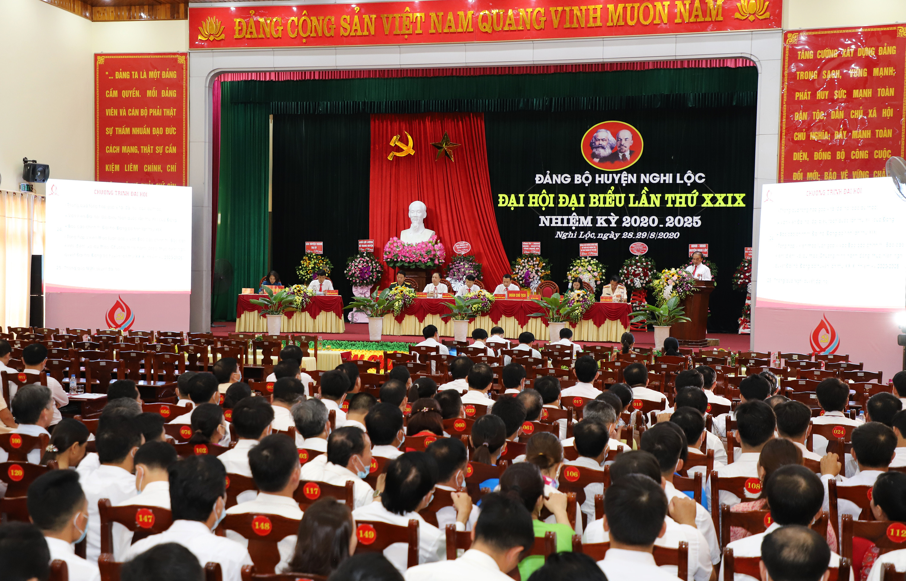 Toàn cảnh phiên trù bị Đại hội đại biểu Đảng bộ huyện Nghi Lộc lần thứ XXIX, nhiệm kỳ 2020 - 2025. Ảnh: Phạm Bằng