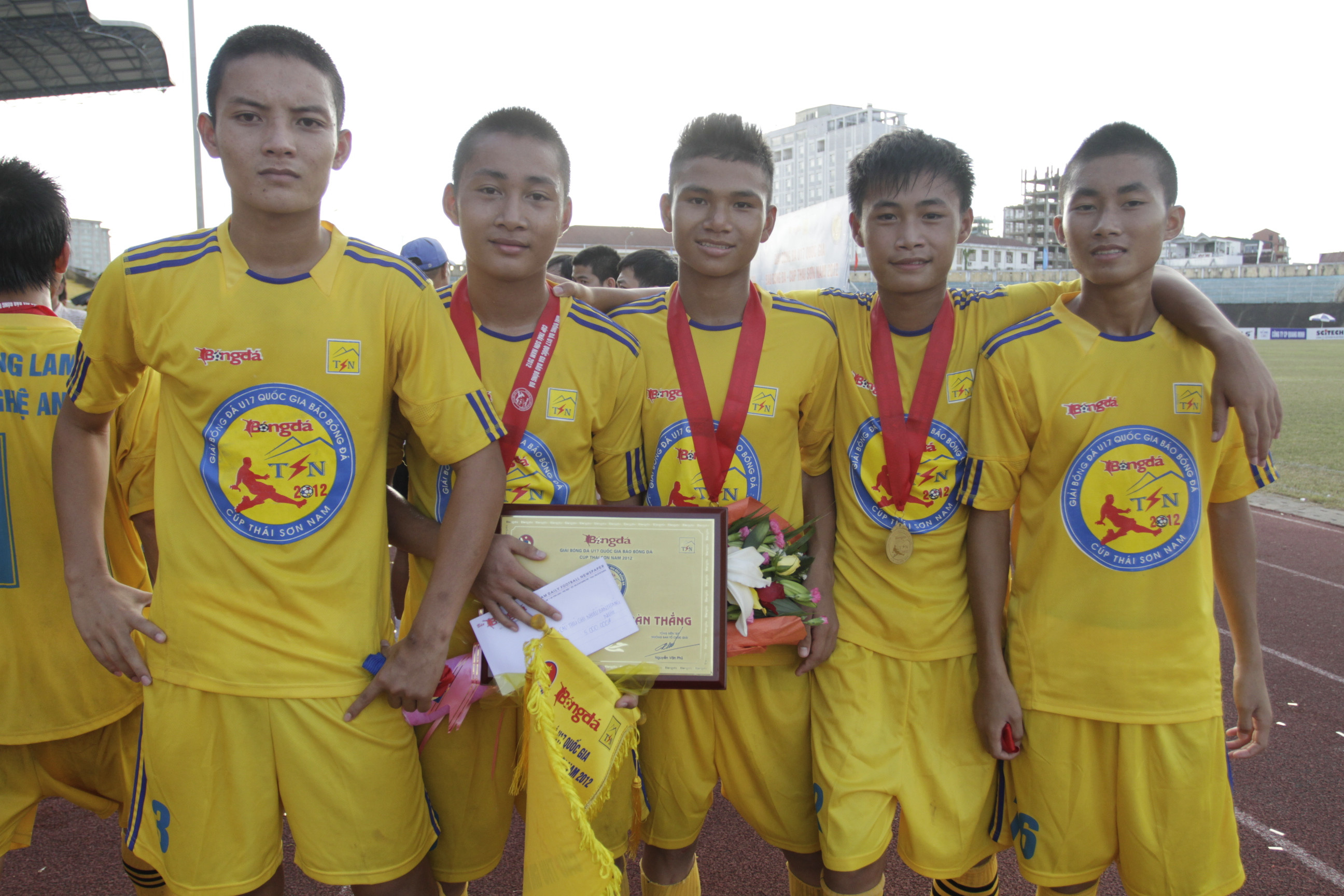 Lần gần nhất U17 SLNA đăng quang tại Giải U17 quốc gia là năm 2012 với lứa cầu thủ trụ cột đội 1 đang chơi tại V.League lúc này. Ảnh: Quang Thái