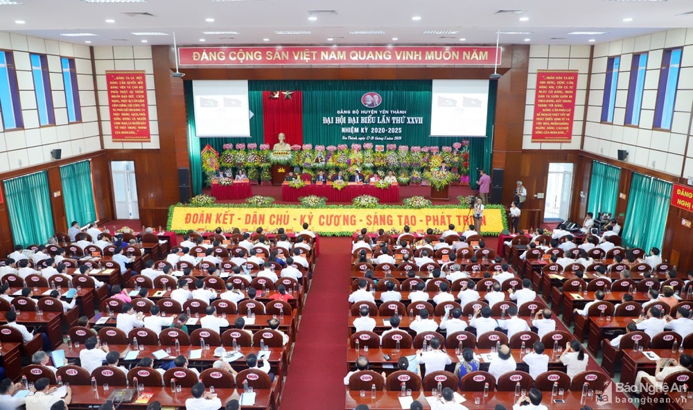 Toàn cảnh phiên thứ 2, Đại hội Đảng bộ huyện Yên Thành lần thứ XXVII, nhiệm kỳ 2020 - 2025  Ảnh tư liệu