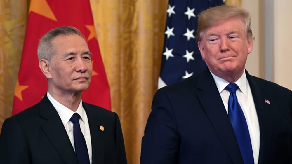 Tổng thống Mỹ Donald Trump và Phó Thủ tướng Trung Quốc Lưu Hạc tổ chức cuộc họp báo trước ki ký kết thỏa thuận thương mại Mỹ Trung giai đoạn 1 hồi tháng 1/2020