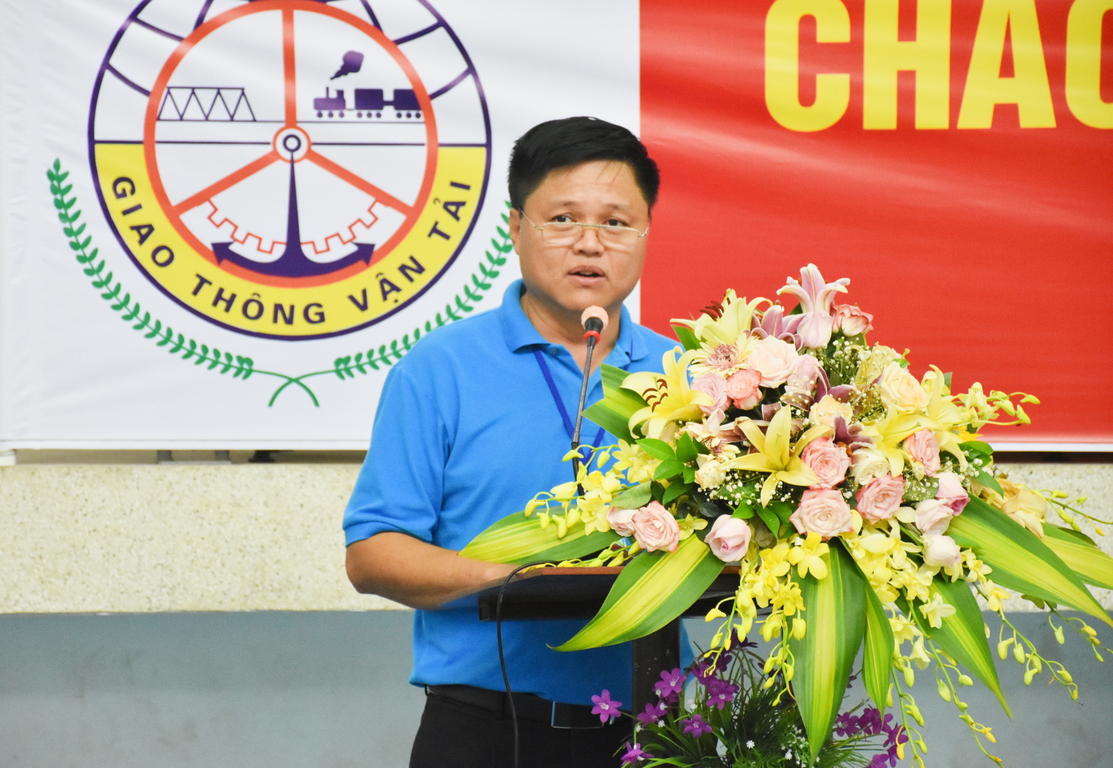 Chủ tịch Công đoàn ngành Giao thông vận tải Nghệ An Nguyễn Khắc Chương phát biểu bế mạc hội thao truyền thống ngành Giao thông vận tải Nghệ An năm 2020.