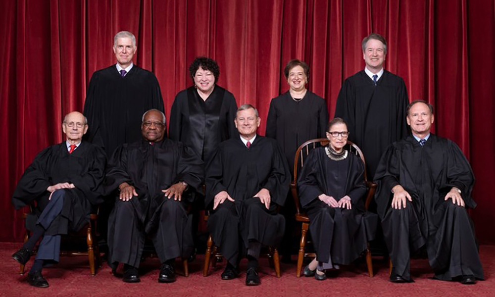 Chân dung 9 vị thẩm phán Tòa án Tối cao Mỹ từ tháng 10/2018 tới 18/9/2020. Ảnh: Supreme Court of the United States