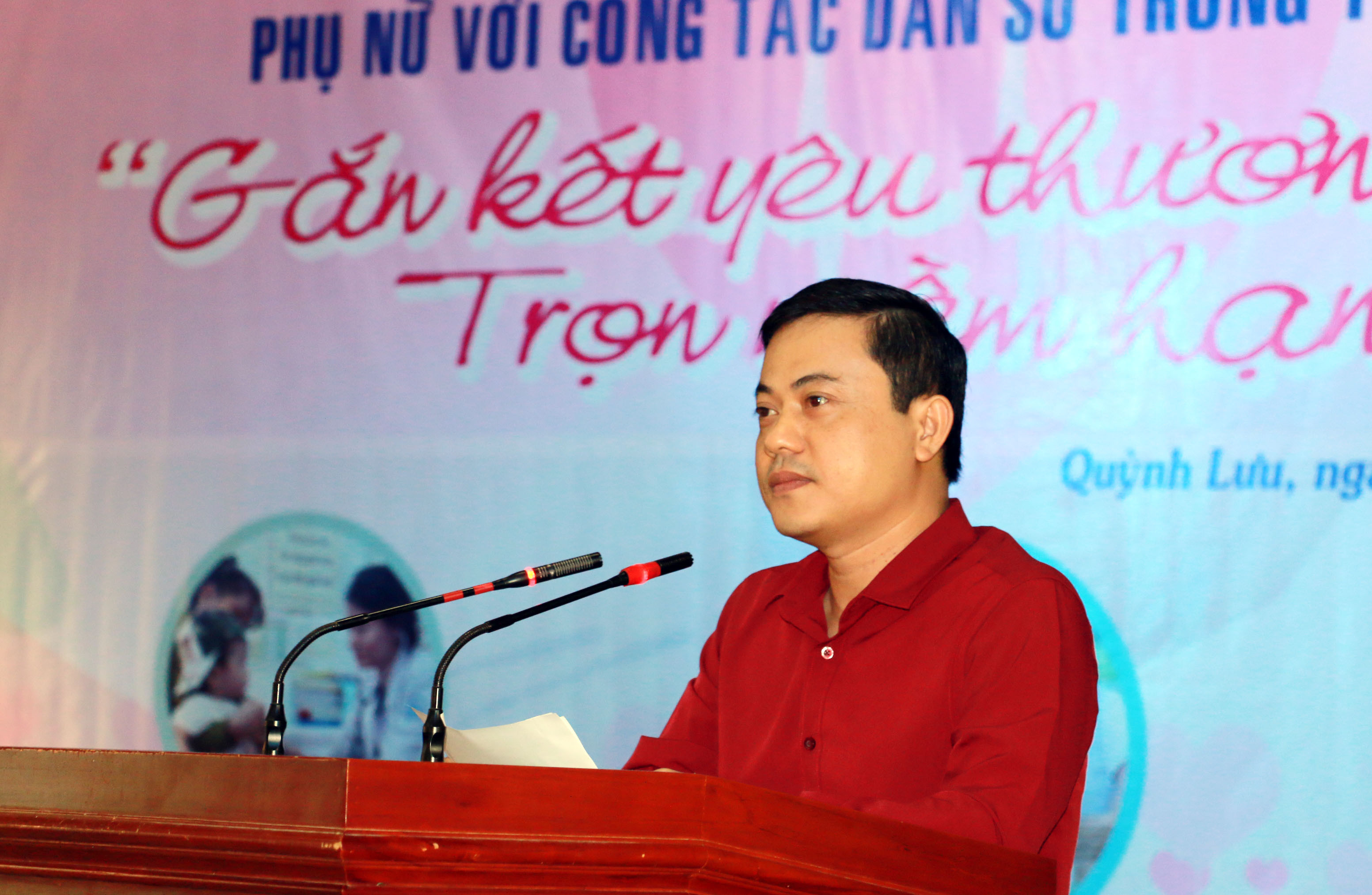 Đồng chí Nguyễn Trung Thành phát biểu khai mạc hội thi. Ảnh: Mỹ Hà