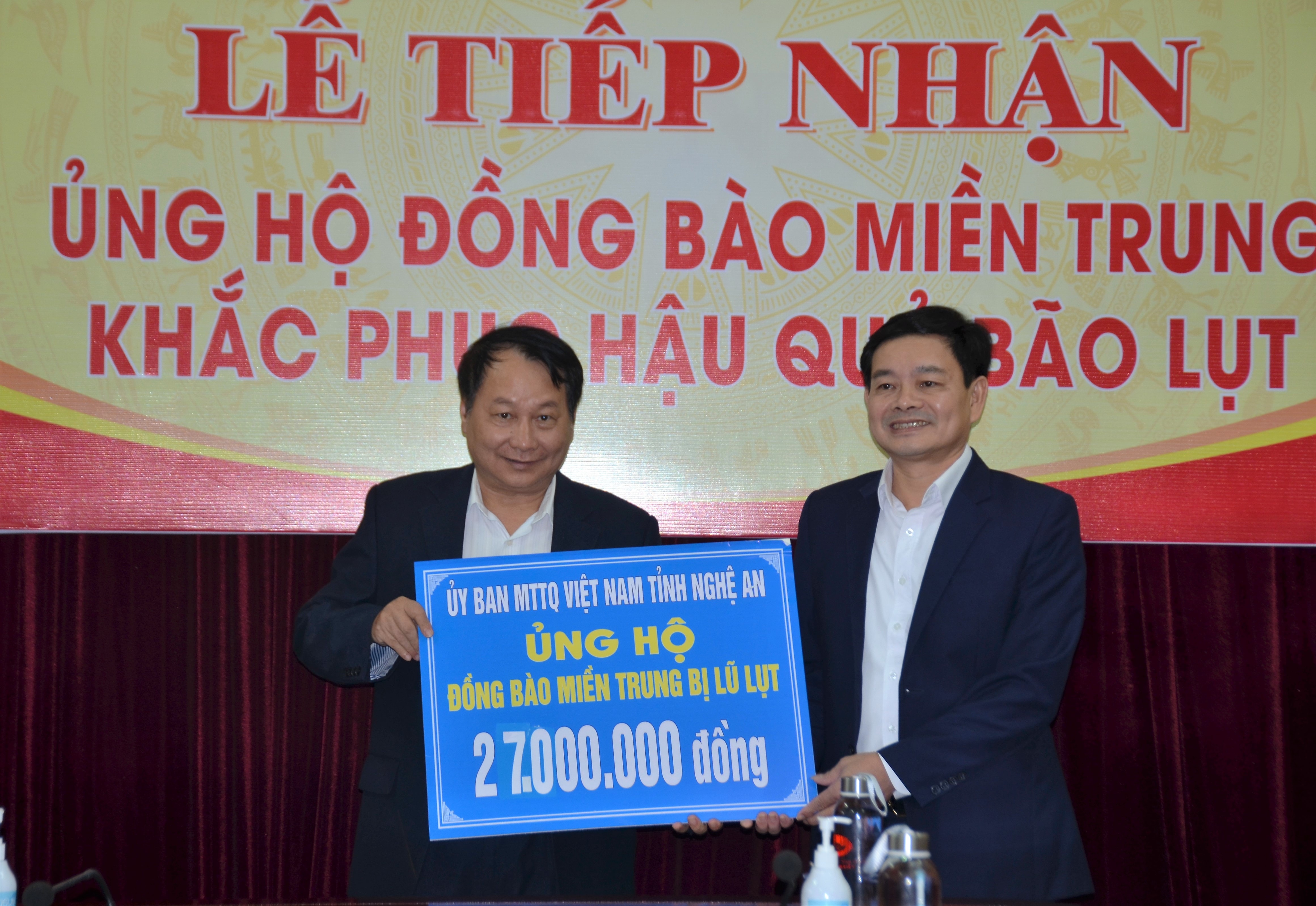 MTTQ tỉnh Nghệ An tiếp nhận ủng hộ
