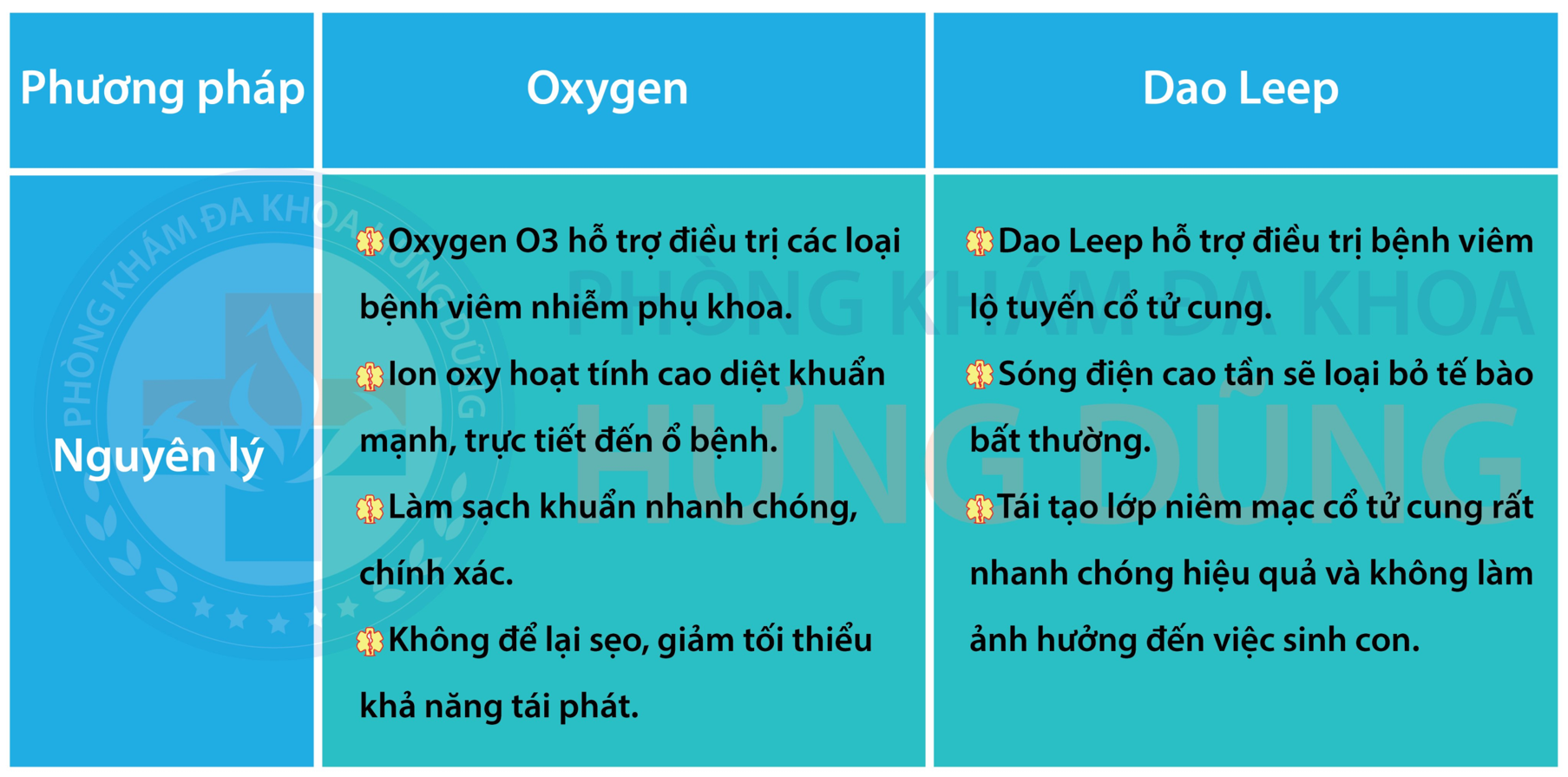 Các danh mục điều trị bệnh phụ khoa. Ảnh: PK