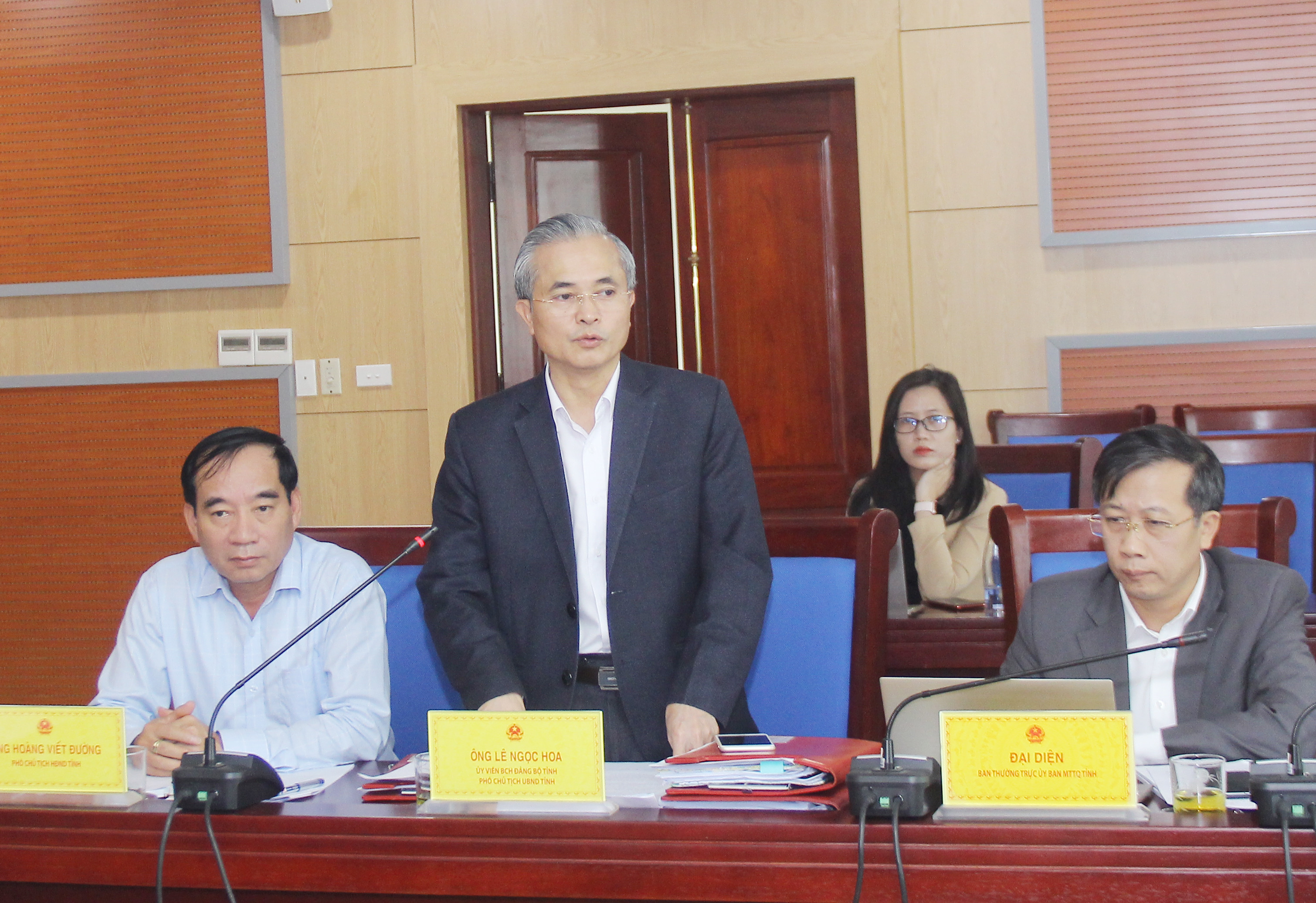 Phó Chủ tịch UBND tỉnh Lê Ngọc Hoa phát biểu tại phiên họp. Ảnh: Mai Hoa