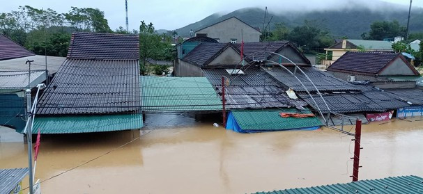 Hình ảnh ngập lụt kinh hoàng tại xã Thanh Mỹ, huyện Thanh Chương. Ảnh: CTV