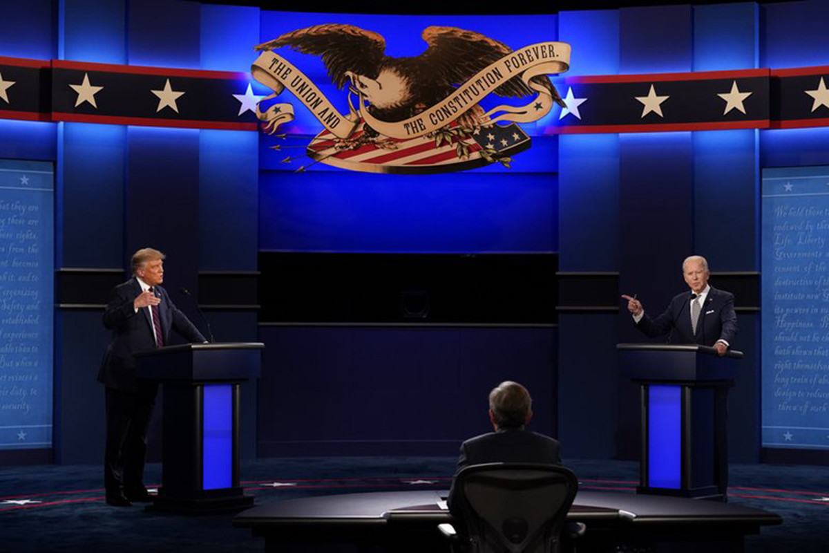 Cuộc tranh luận đầu tiên giữa hai ứng cử viên Tổng thống - đương kim Tổng thống Donald Trump và ứng cử viên Joe Biden tại bang Ohio ngày 29/9/2020. Ảnh: AP