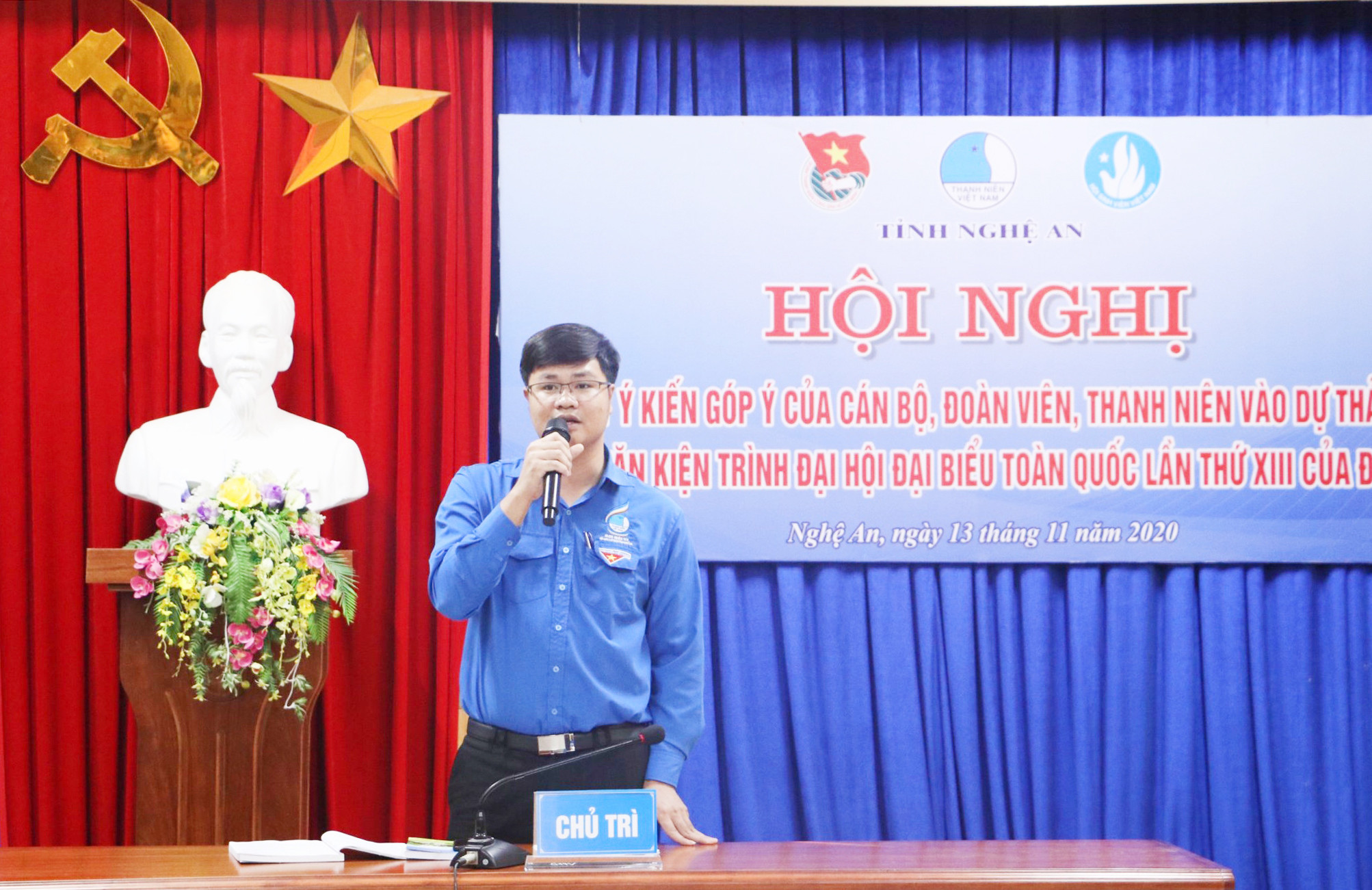 Phó Bí thư Tỉnh đoàn Phạm Văn Toàn phát biểu tại hội nghị. Ảnh: Thanh Lê