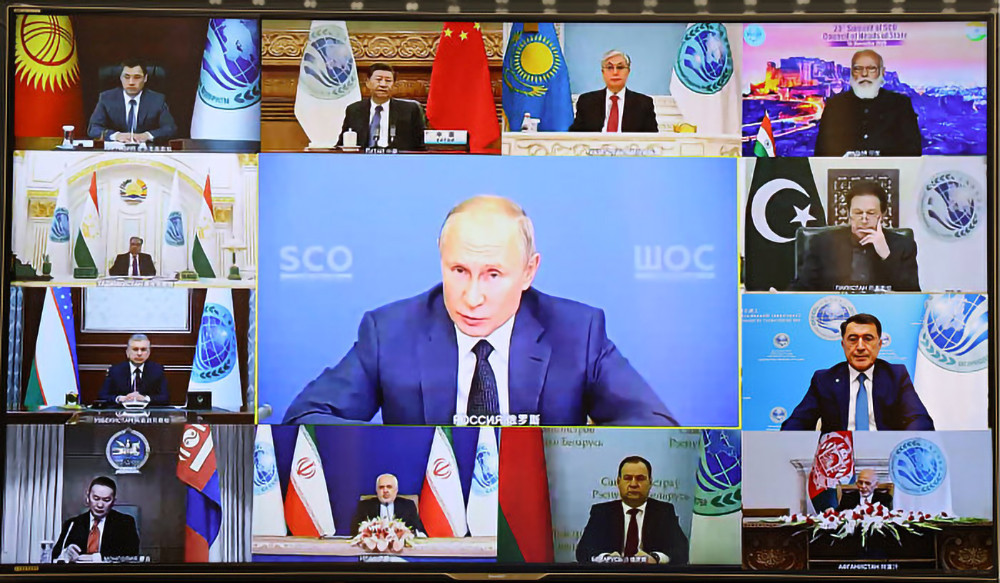 Bất chấp những bất đồng giữa các quốc gia thành viên, hội nghị thượng đỉnh SCO được tổ chức dưới hình thức trực tuyến. Ảnh: SCMP
