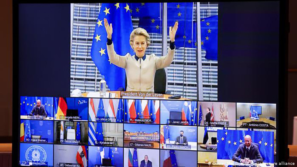 Hội nghị thượng đỉnh EU diễn ra dưới hình thức trực tuyến hôm 19-11. Ảnh: DW