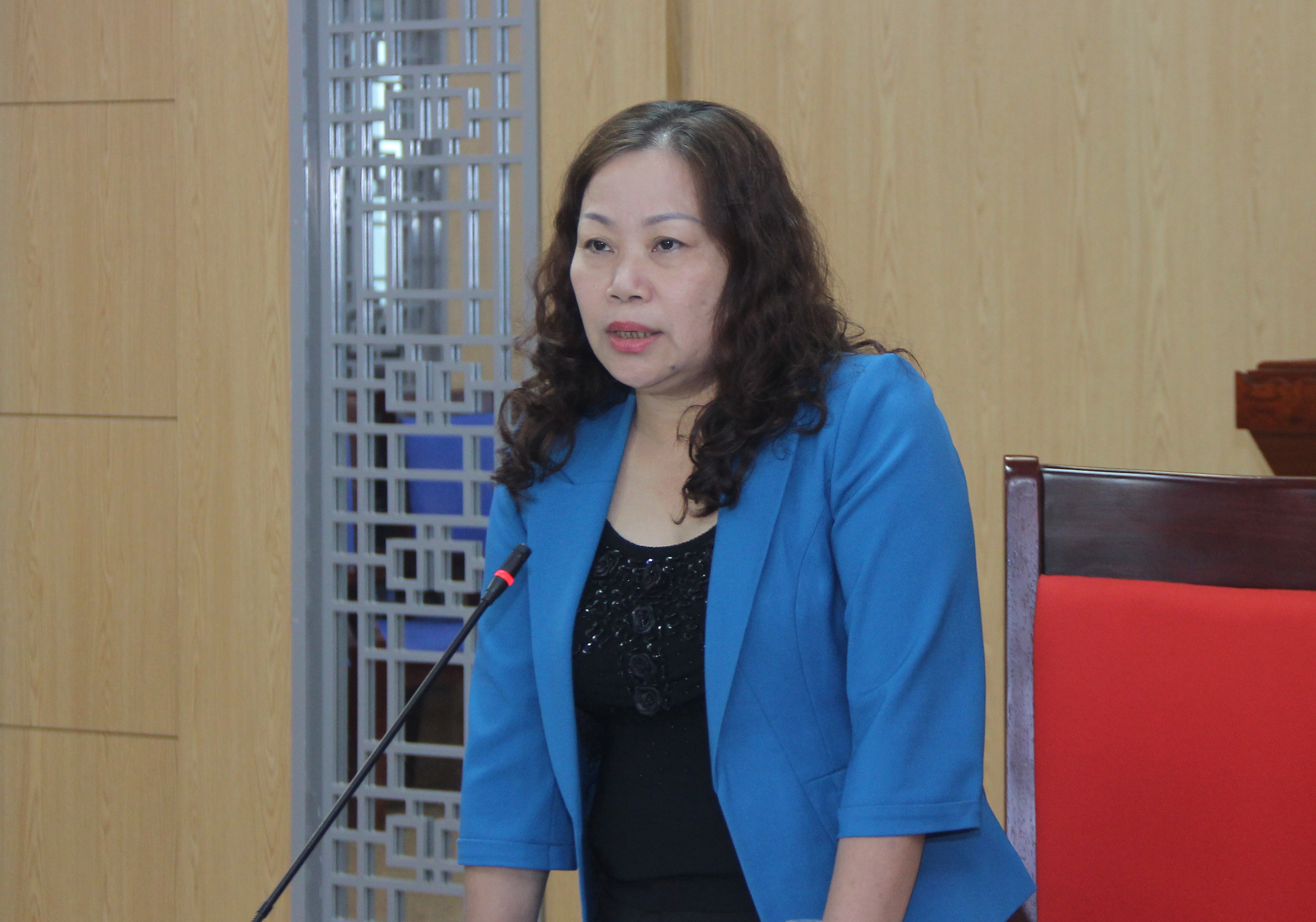 Trưởng ban Văn hóa - Xã hội, HĐND tỉnh Nguyễn Thị Thu Hường  kết luận các nội dung thẩm tra. Ảnh: Mai Hoa