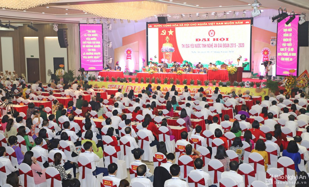 Toàn cảnh Đại hội Thi đua yêu nước tỉnh Nghệ An giai đoạn 2015-2020, tổ chức ngày 7/8/2020 tại TP Vinh. Ảnh: Phạm Bằng