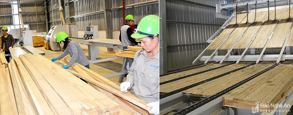 Sản xuất tại Nhà máy chế biến gỗ MDF Nghĩa Đàn. Ảnh tư liệu