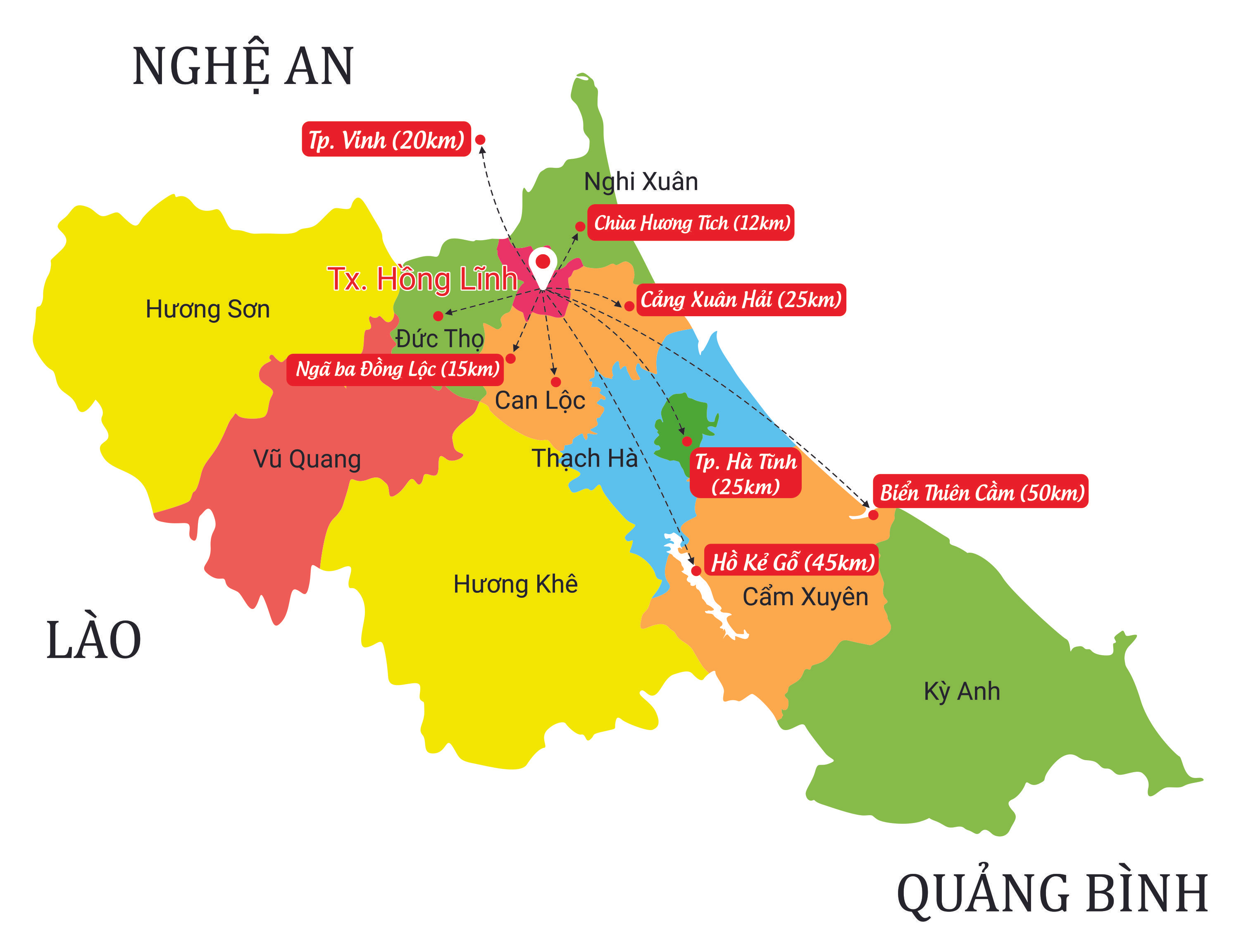 Thị Xã Hồng Lĩnh là trung tâm của 6 huyện phía bắc của  tỉnh Hà Tĩnh