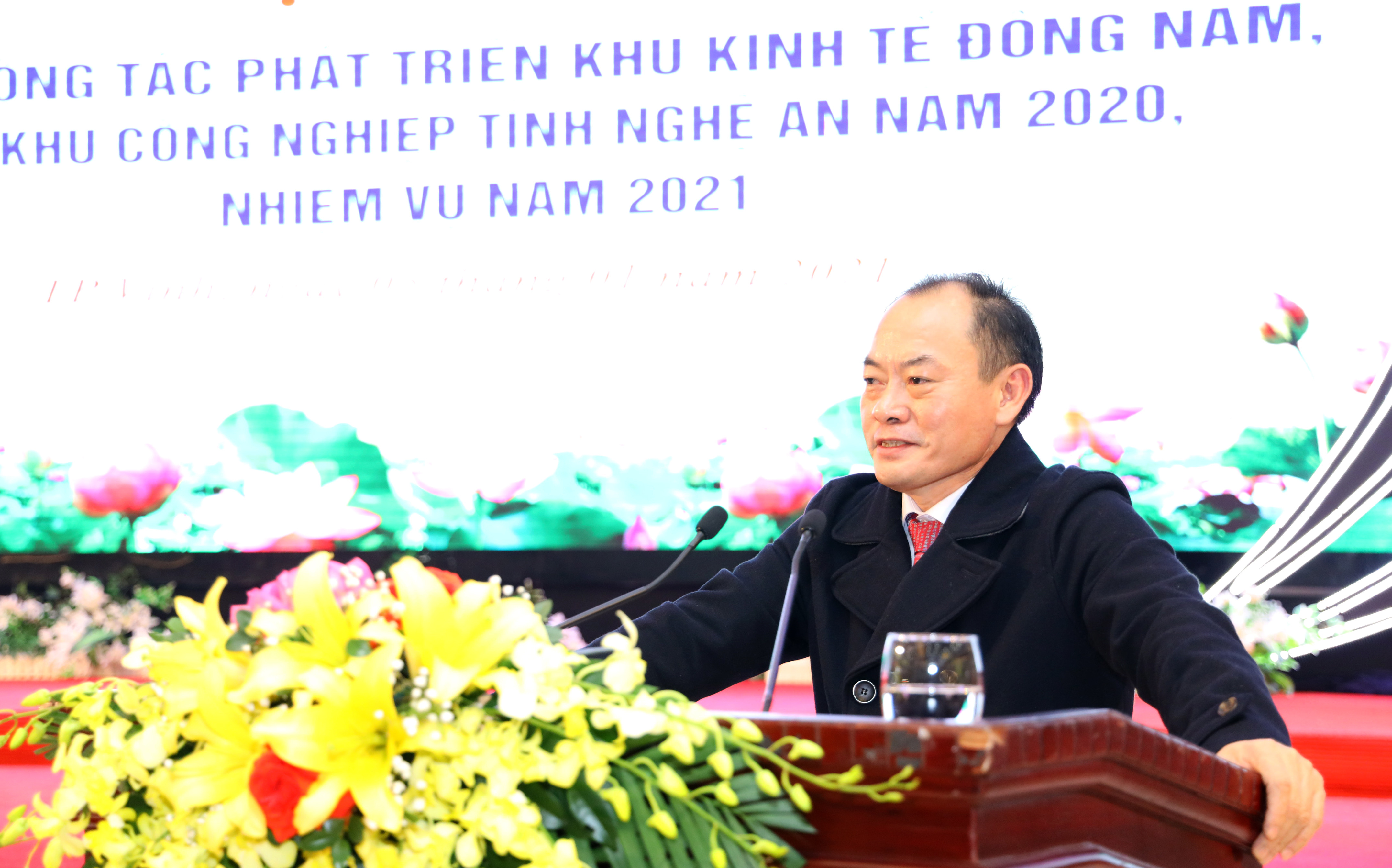 Ông Lê Tiến Trị - Trưởng Ban quản lý KKT Đông Nam phát biểu tại hội nghị. Ảnh Nguyên Sơn