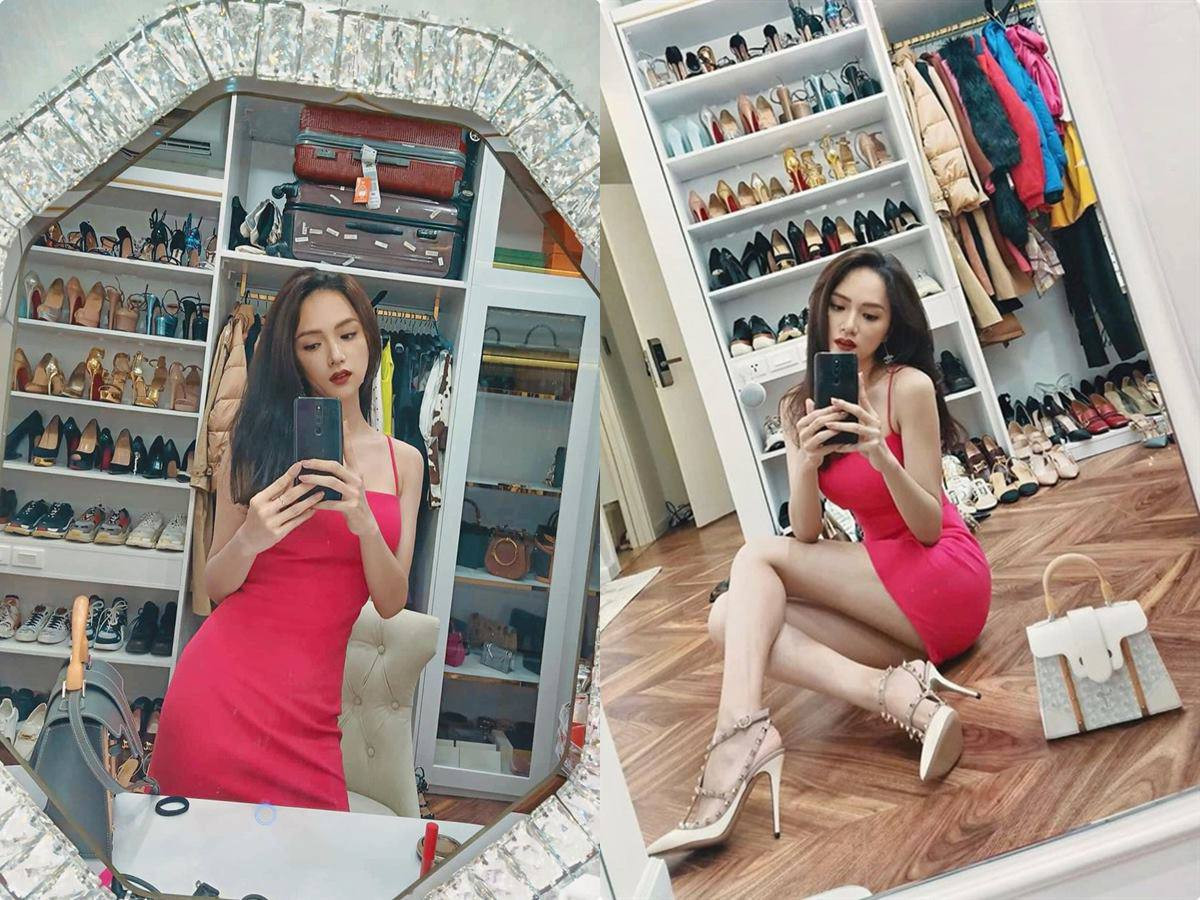 Mỗi tấm hình selfie trước gương sương sương của người đẹp chuyển giới đều thu về hàng trăm nghìn lượt thả tim không chỉ vì nhan sắc mĩ miều của cô nàng mà còn là sự đồ sộ và ngăn nắp của núi giày dép, quần áo ở đằng sau.