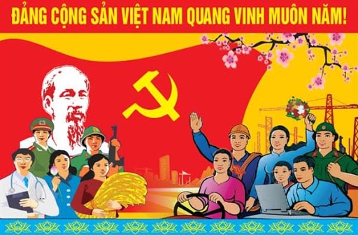 Tranh cổ động chào mừng ngày thành lập Đảng.