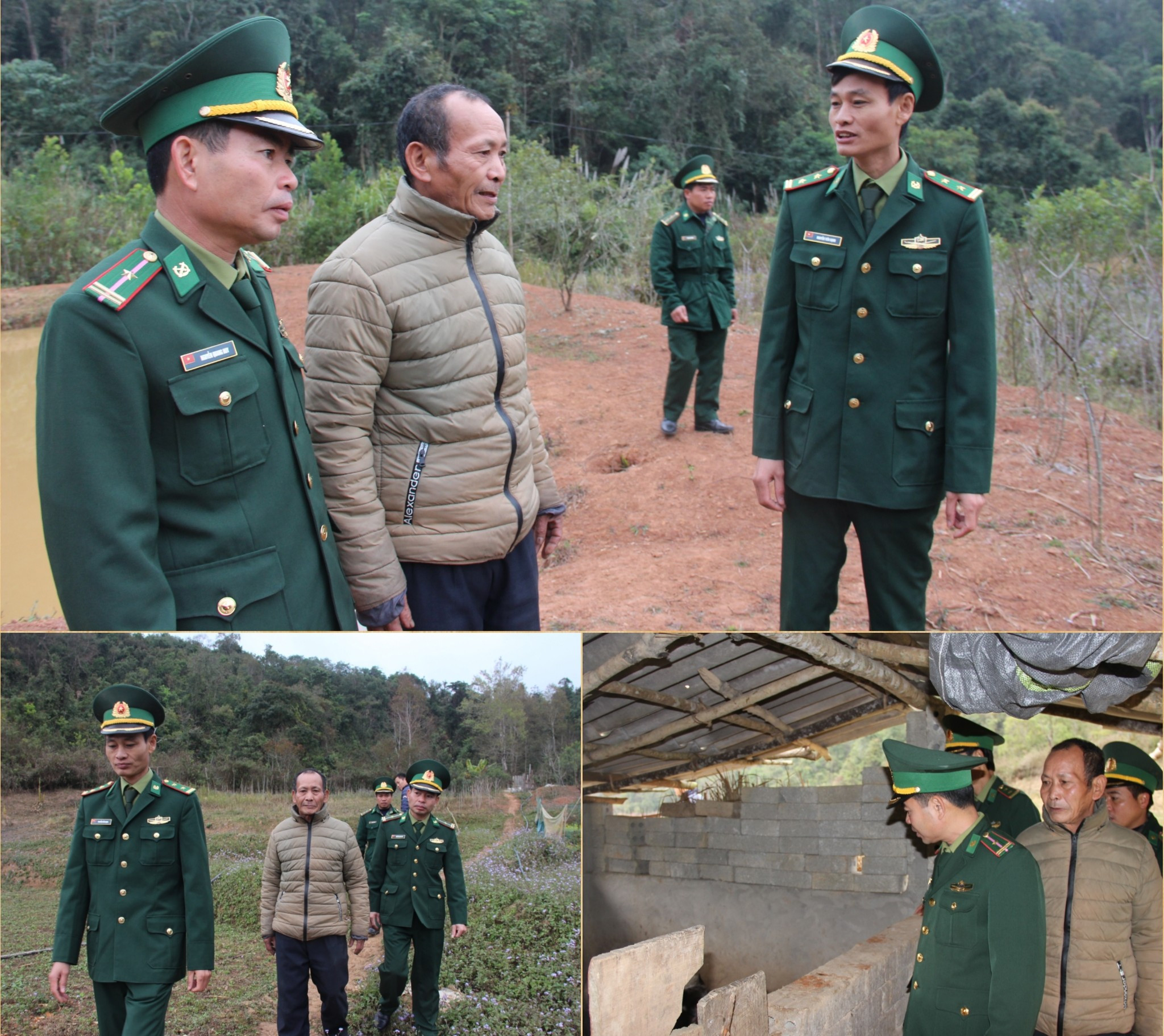 Cán bộ Đồn Biên phòng Keng Đu giúp đỡ hộ ông Moong Phò Lư phát triển kinh tế. Ảnh: Hoài Thu