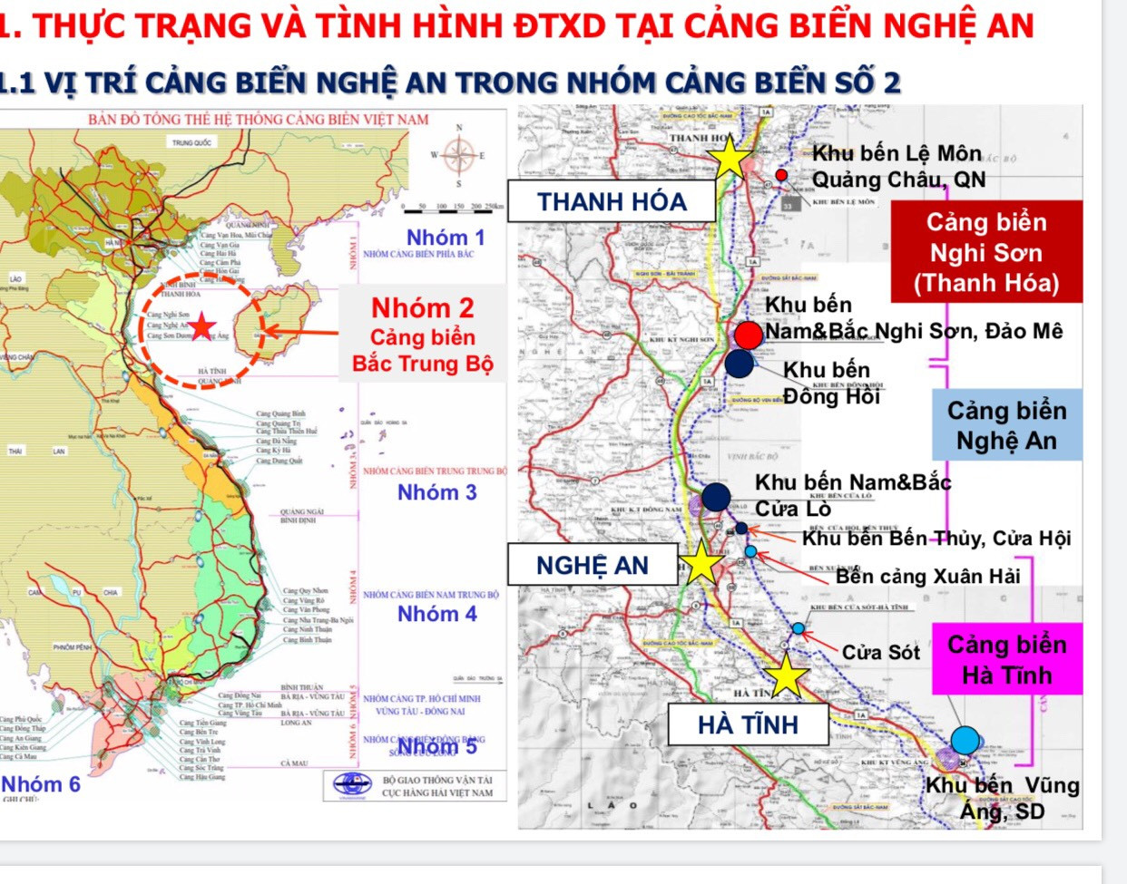 Sơ đồ quy hoạch cảng biển Nghệ An và vùng Bắc Trung bộ do Ban tư vấn Bộ Giao thông Vận tải thiết kế. Ảnh: Nguyễn Hải
