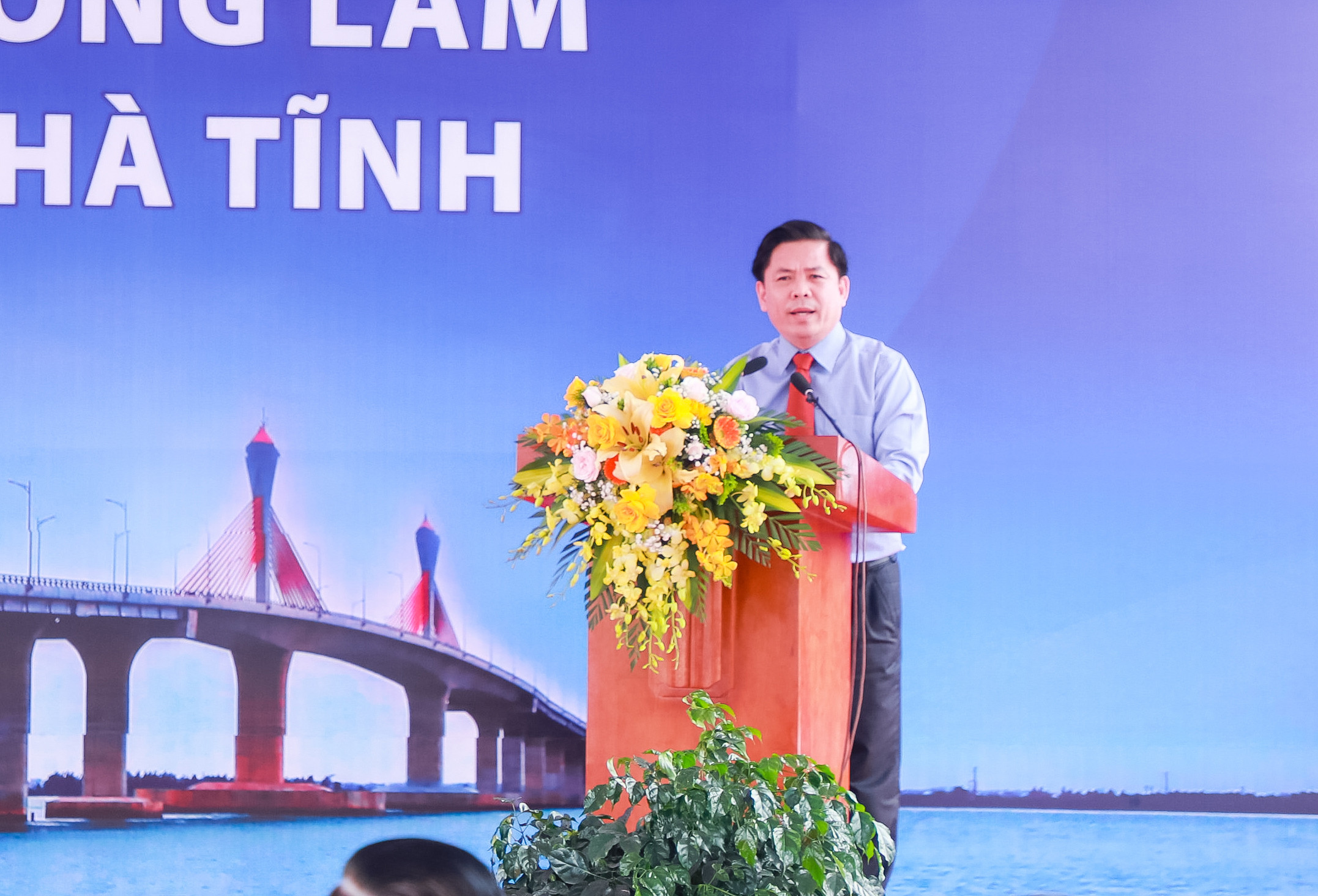 Bộ trưởng Bộ Giao thông vận tải Nguyễn Văn Thể phát biểu tại buổi lễ. Ảnh: Phạm Bằng 