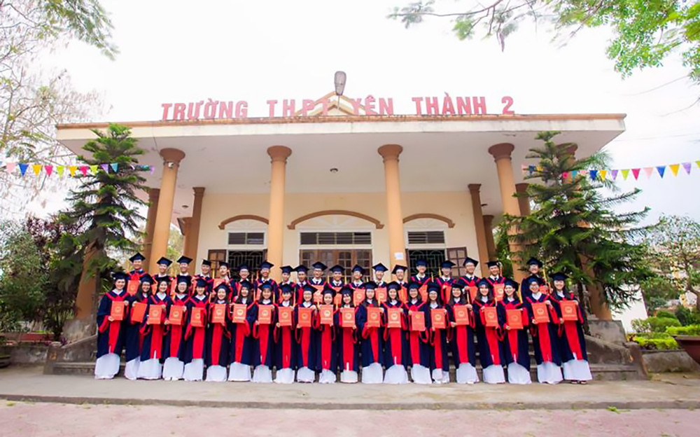 Học sinh Trường THPT Yên Thành 2 trong lễ tốt nghiệp năm 2018. Ảnh tư liệu: PV