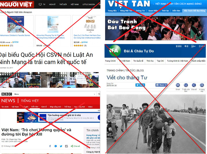 Các thế lực thù địch sử dụng mạng lưới Internet để đăng bài, thông tin chống phá cách mạng Việt Nam. Ảnh chụp màn hình