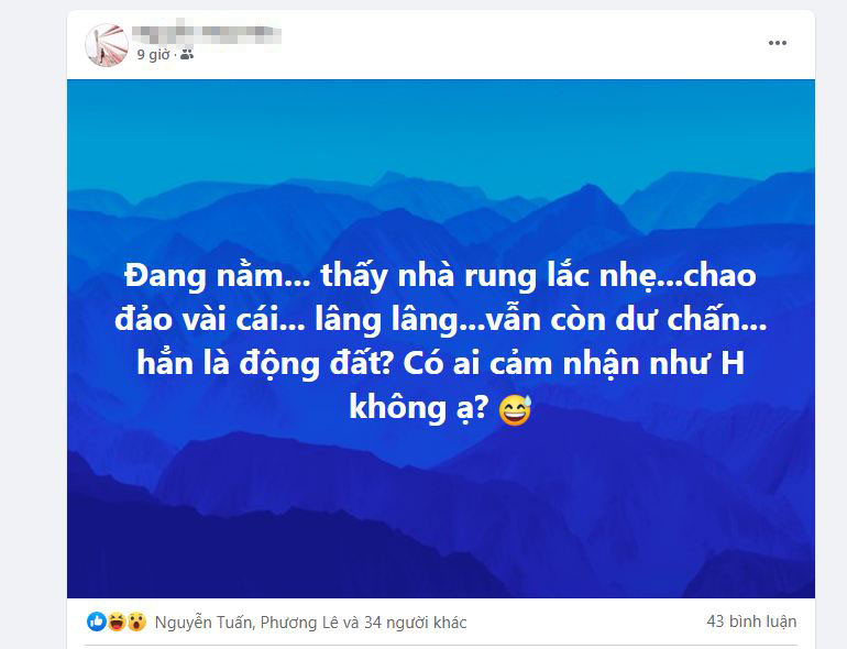 Một số người cũng cảm nhận dư chấn tại khu vực phường Bến Thủy.