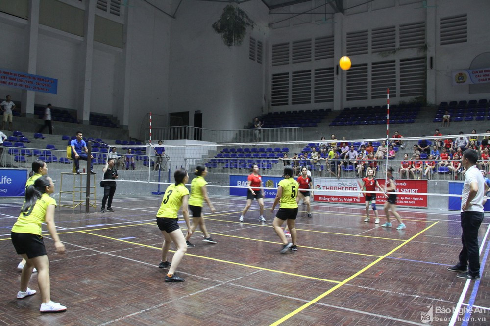 Công đoàn Viên chức Nghệ An tổ chức Giải bóng chuyền hơi nữ tạo sân chơi cho chị em. Ảnh: CTV