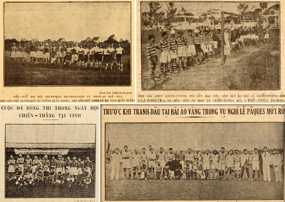 Một số trận bóng đá những năm 1930. Ảnh trên báo Thanh Nghệ Tịnh tân văn