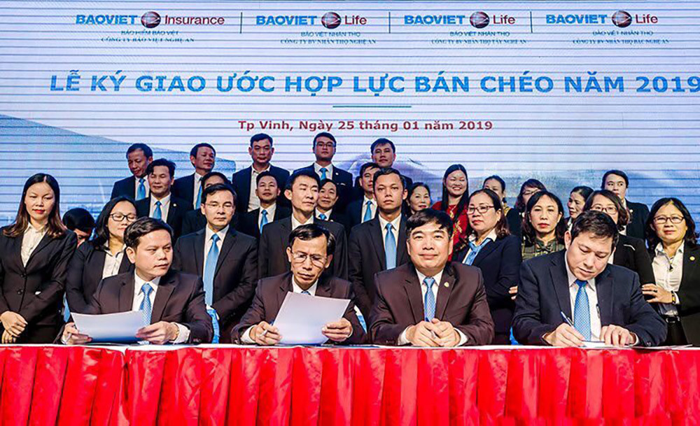 Ký kết quy chế phối hợp giữa các Công ty thành viên của Bảo Việt tại Nghệ An. Ảnh: P.V