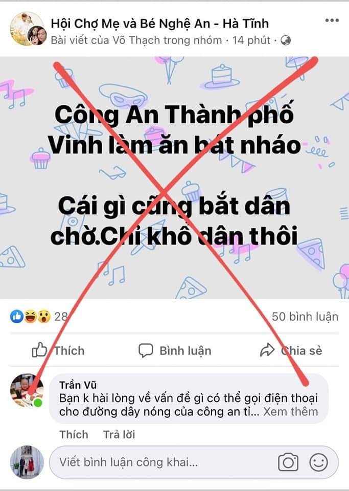 Thông tin sai sự thật đối tượng đăng facebook. Ảnh faceboook