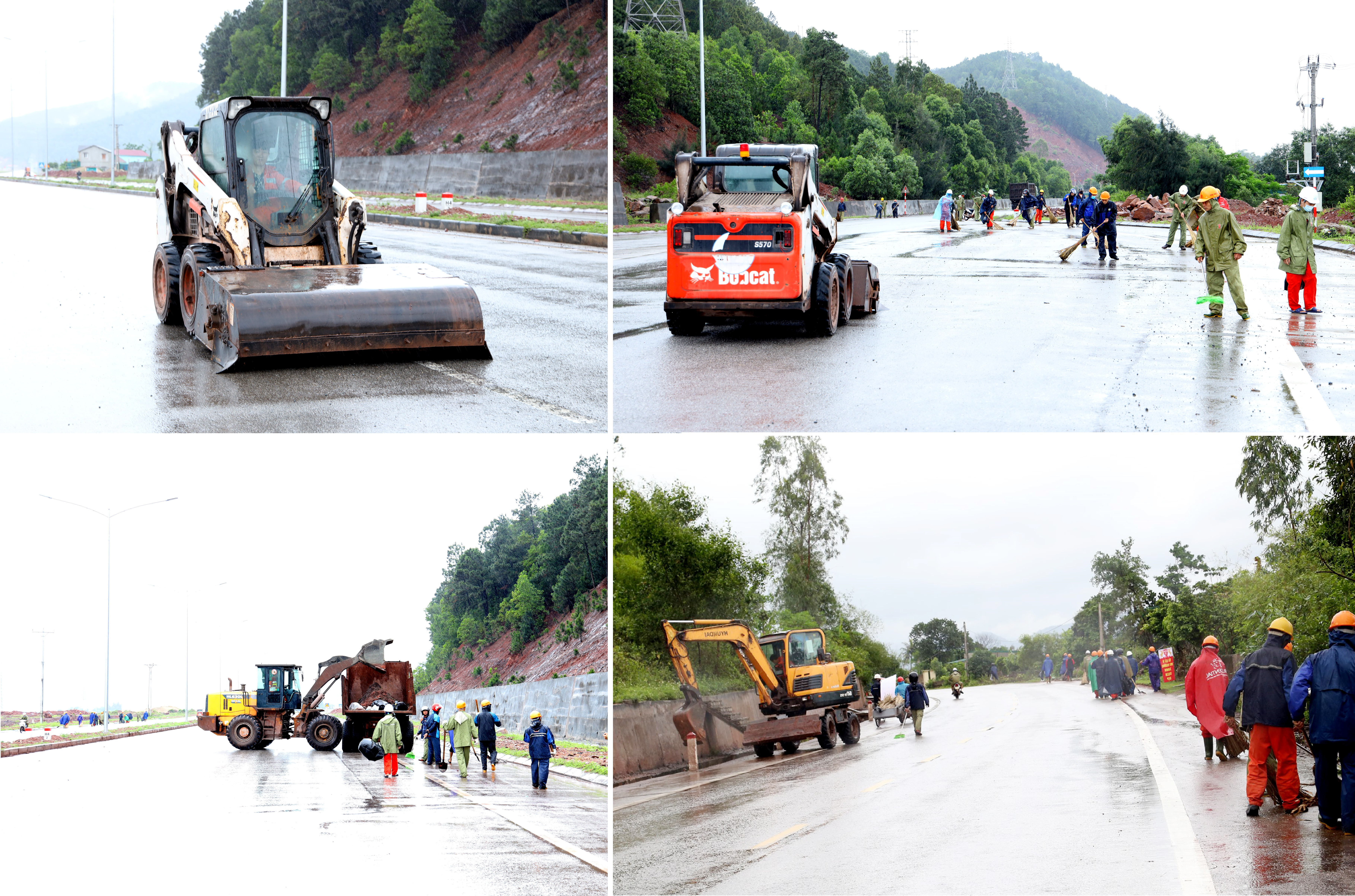 Công ty huy động các phương tiện máy móc để hoàn thành khối lượng công việc. Ảnh Nguyên Nguyên